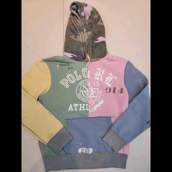 Polo Ralph Patchwork Hoodie Pastel Spellout Camo Sweatshirt